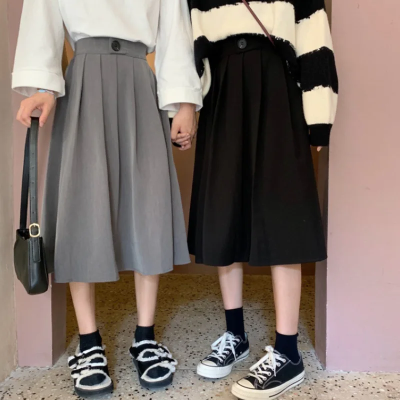 

NNS New Style 2019 Autumn And Winter Elegant Button One Size Skirt Black And White with Pattern Dress Half Polyester Fiber Skirt