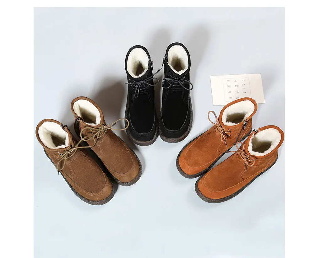 PEIPAH designer manual Genuine Leather short tube plus velvet thick winter warm wild boots women ankle boots for women