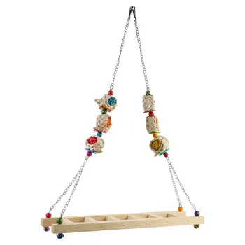 

Simulation Chicken Ladder Swing Perch Wood Stand Toy for Rooster Bird Parrot