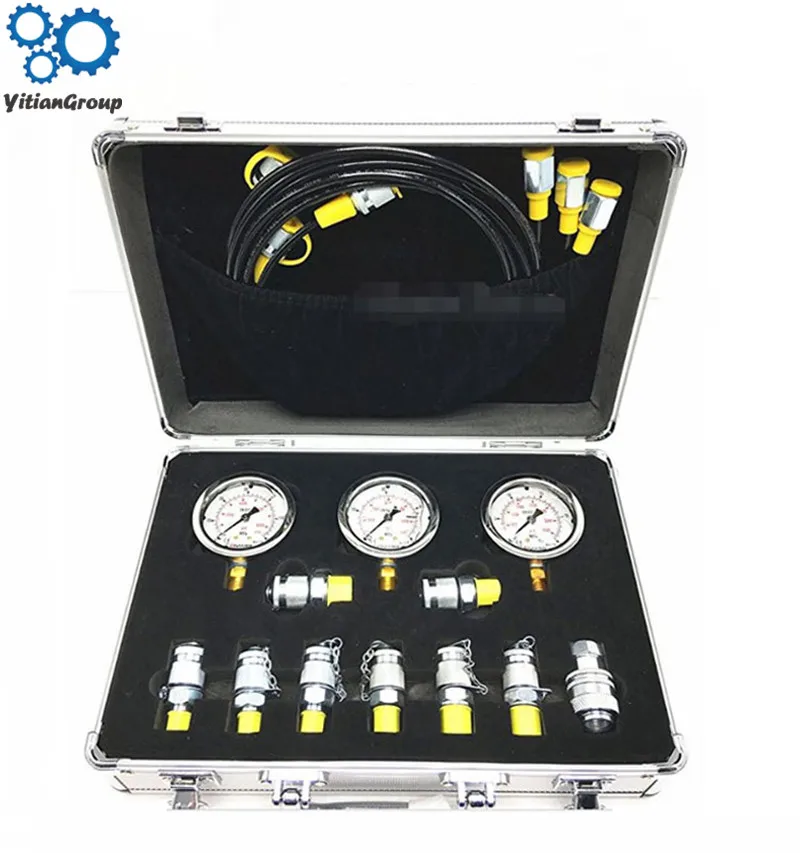 

Portable Hydraulic Test Gauge Box Mechanical Digger Testing Tool Hand Tool Set Pressure Measuring Connector XZTK-60M