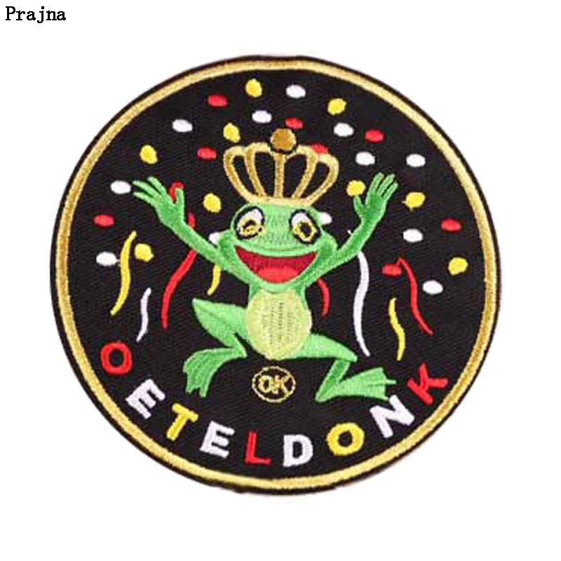 

Prajna oeteldonk Frog Patch Frog Carnival For Netherland Iron On Embroidered Patches For Clothing Sewing Stripes For Clothes DIY
