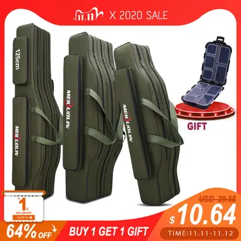 SUPER DEAL ❤️ Multi-purpose 2/3 Layer Fishing Bag Fishing Rod Carrier Oxford Fishing Pole Tools Storage Bag Case Fishing Gear Organizer X163G - discount item 58% OFF Sports & Entertainment