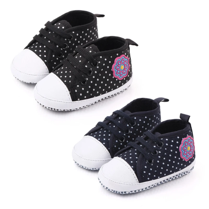 1 пара; весенняя обувь для маленьких мальчиков и девочек; Zapatillas Bebe; детская обувь в горошек и с цветочным принтом; нескользящая обувь для новорожденных; обувь для малышей
