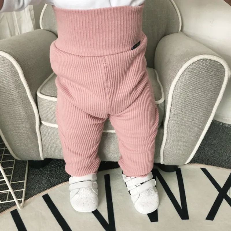 

Baby Kids Girl High-Waist Trouser Boy Casual Autumn Long Loose Thickened Solid Color Elastic Pants