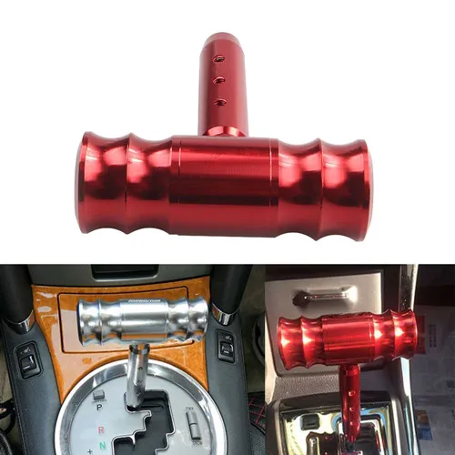 Т-образная рукоятка для рычага переключения передач автоматическая ручка переключения передач для автомобиля Универсальный рычаг тяги самолета стиль алюминиевый сплав - Color: red