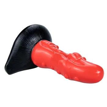2021 New 18.3CM Red Black Huge Monster Cock Wide Thick Anal Butt Plug Realistic Dildo G-spot masturbator Adult Women Sex Toys 4