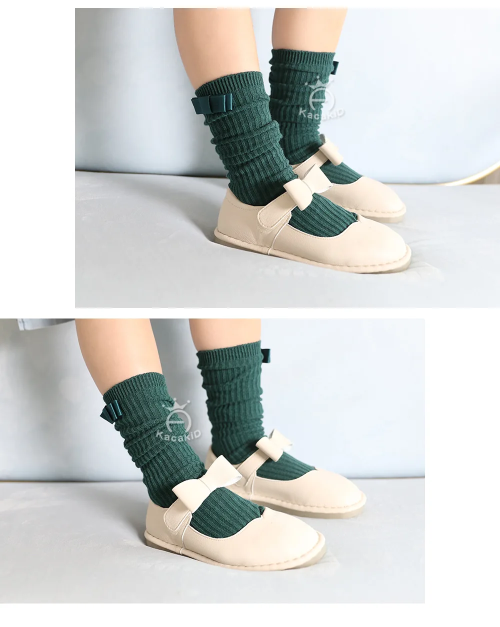 Spring New Style Children's Socks Girls Monochrome Vertical Striped Tube Socks Baby Bow Cotton Socks Dance Pantyhose Princess So