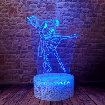 

Funny 3D LED Sleeping Nightlight Colorful Changing Light Model Ballet Dancer action & toy figures gift