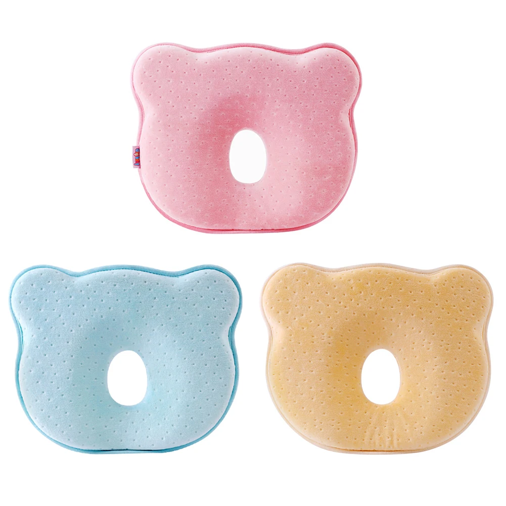 Enfermería almohada para bebé recién nacido dormir apoyo cóncavo de dibujos animados almohada impreso forma cojín previene la cabeza plana