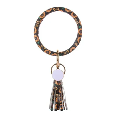 ZG New PU Leather O Bracelet KeyChains Circle Cute Same Color Tassel Wristlet Keychain Wholesale Women Girls - Цвет: NO.11