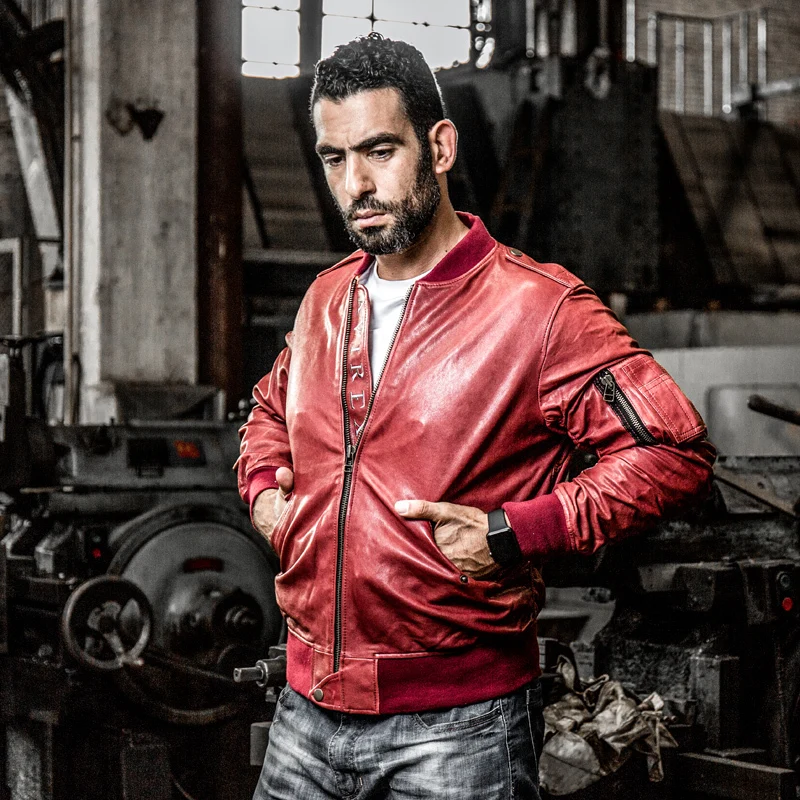 

Free shipping.US Classic man genuine coat,mens goatskin jacket.motor leather jackets.fashion air force style clothes
