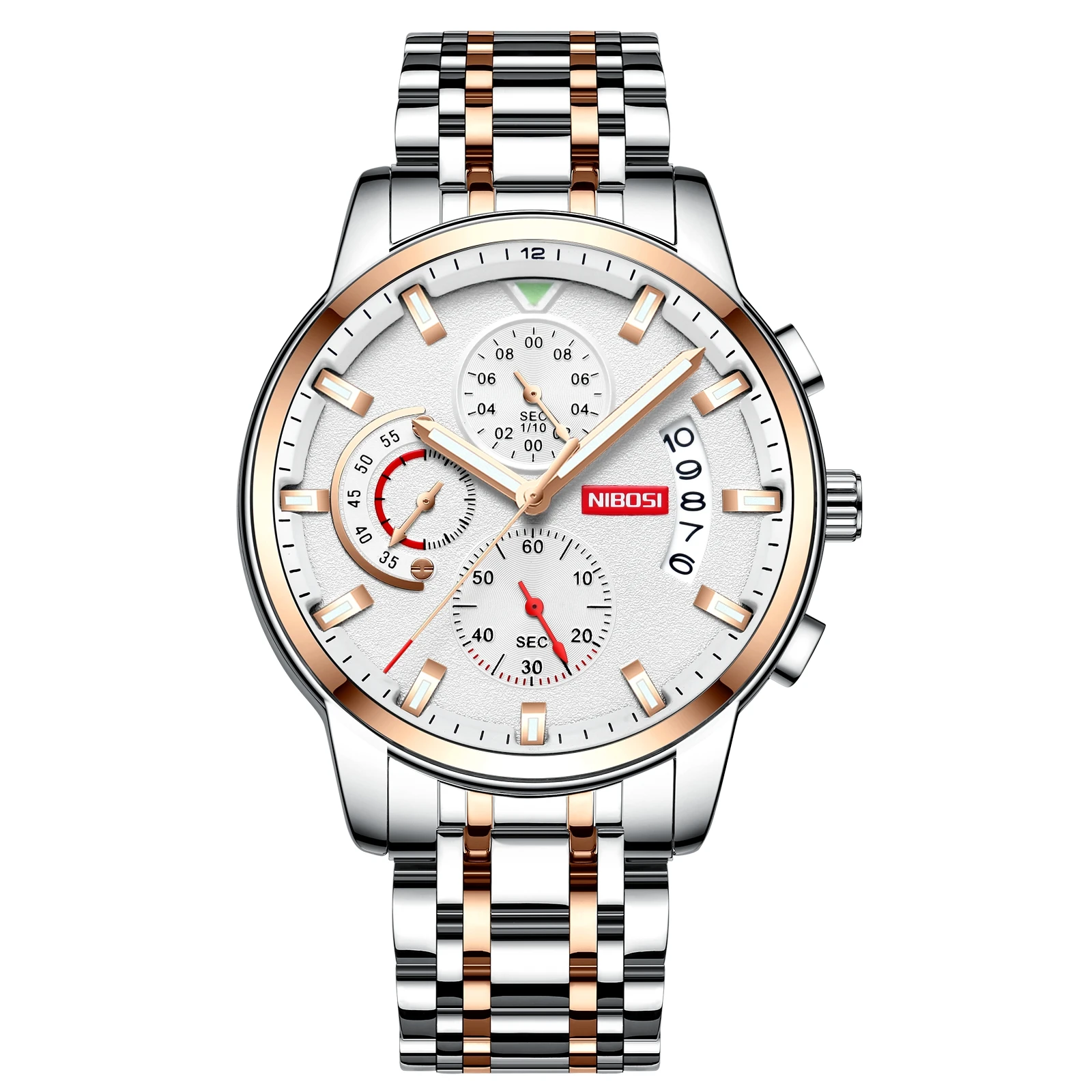 NIBOSI Top Brand Fashion Mens Watches Luxury Stainless steel Quartz Chronograph Clock Waterproof Watch For Men Relogio Masculino 