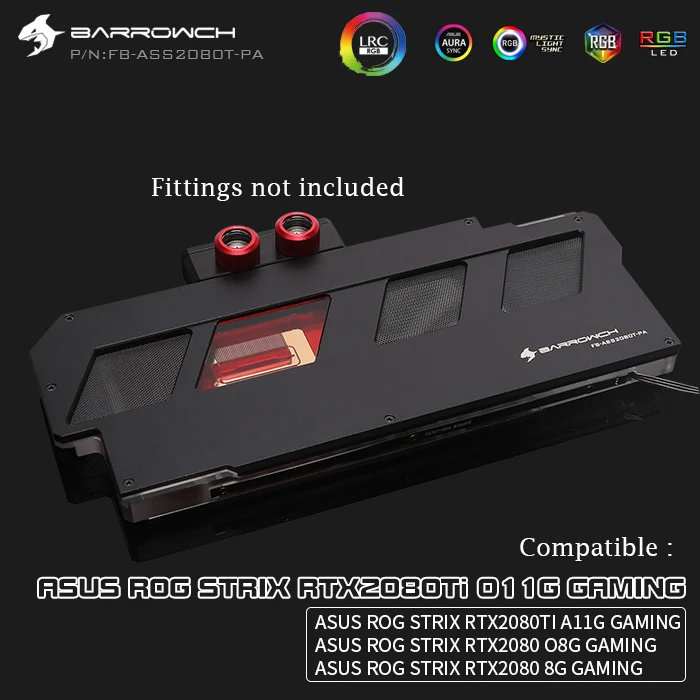 Водяной блок Barrow GPU для ASUS ROG STRIX RTX 2080TI A11G GAMING/2080 O8G GAMING/2080 8G GAMING, кулер для GPU FB-ASS2080T-PA - Цвет лезвия: Black Vertical