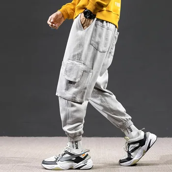 

Cargo Overalls Pants Fashion Loose Multi Pocket Harem Pants Autumn Men Pants Elastic Men Trouser Multi-pocket Men Baggy NN50CK