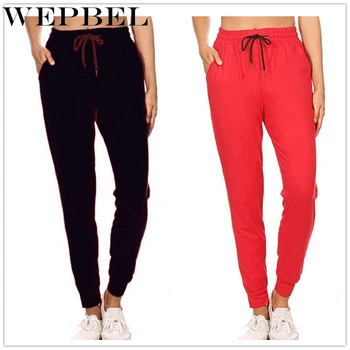 

WEPBEL Women Summer Skinny Pants Lady Slim Fit Workout Fitness Lace Up Waist Long Pencil Pants Female New Fashion Tracksuit