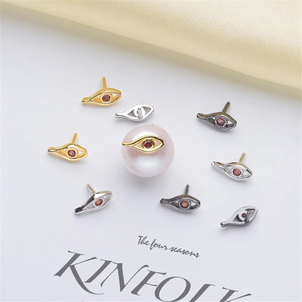 

S925 sterling silver Empty to A piao series T word plug eye style Baroque to small accessories
