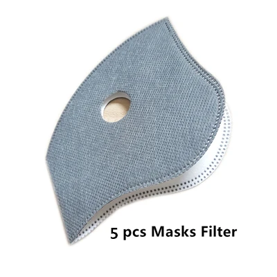 Зимняя Маска для лица, фильтр из активированного угля, велосипедные маски для бега, Балаклава, лыжная маска для лица для тренировок, маски для Манчестерского велосипеда - Цвет: 5 PCS Filter