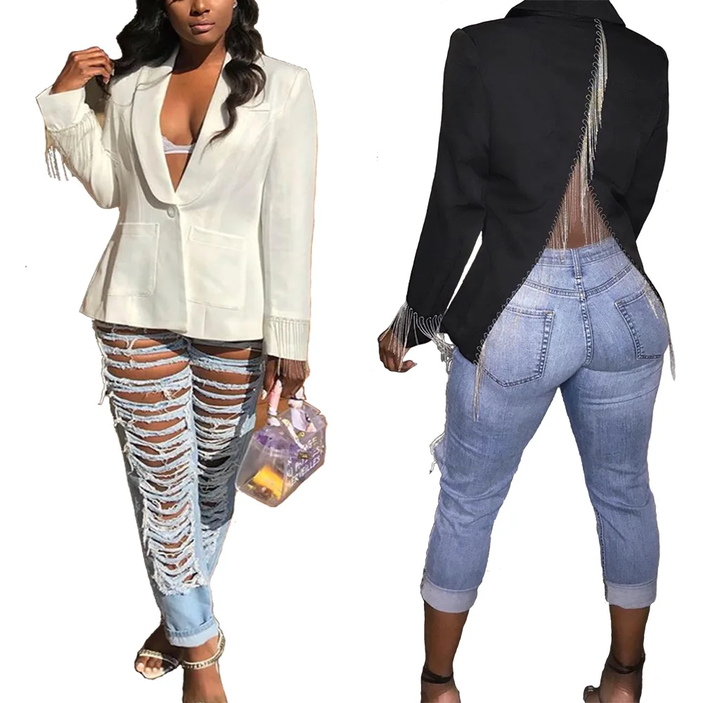 

European style sell well black /white blazers women shawl collar single breasted full sleeve high street fashion blazers LB9197