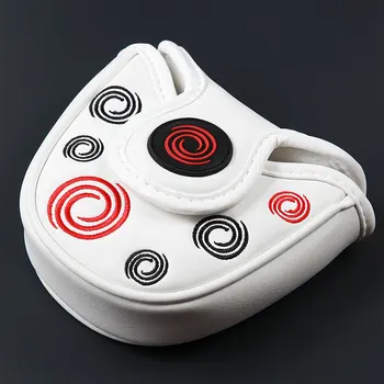 

New Customized Golf Mallet Putter Head Cover Headcover PU Leather White Skull Design Magnetic Closure Free Shipping