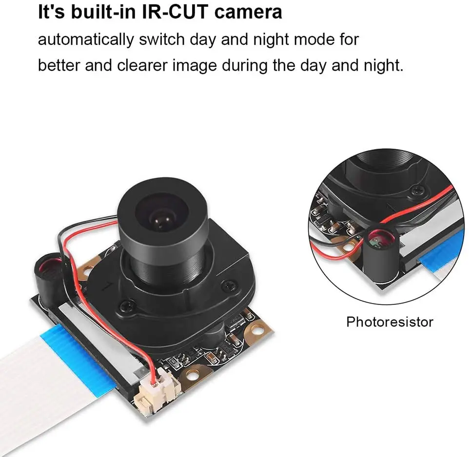 raspberry pi 4 b 3 b camera module automatic ir cut switching day night vision video
