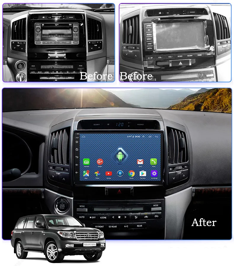 2+ 32G 4G Lte все Netcom Android 8,0 автомобильный DVD gps плеер 9 дюймов для Toyota Land Cruiser 200 LC200 2007-2012 Радио Навигация