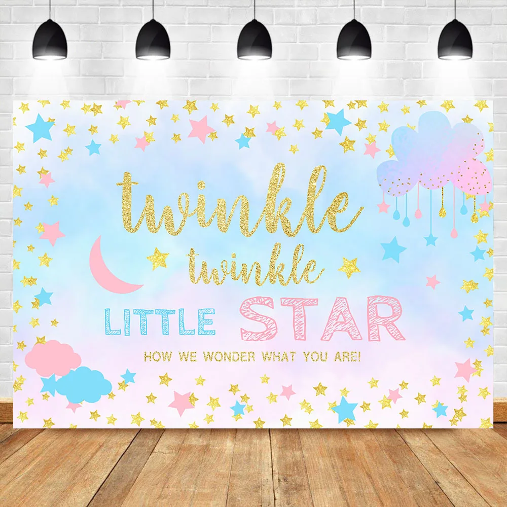 Twinkle Littler Star Gender Reveal Backdrop Pink and Blue Cloud Photography Background Banner Backdrops | Электроника