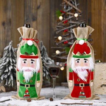 

Christmas Wine Bottle Covers Bag Linen Holiday Santa Claus Champagne Bottle Cover Christmas Decorations For Home