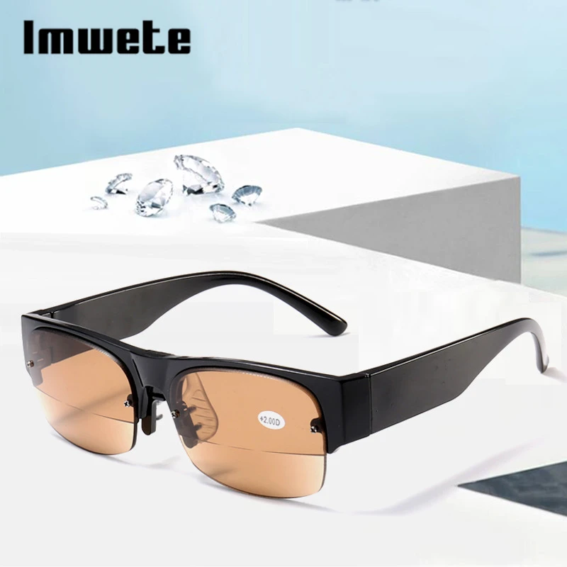 Imwete, полуоправа, двойное использование, солнцезащитные очки для чтения, для мужчин и женщин, оптика, очки для пресбиопики, унисекс, полимерные очки, диоптрийные очки