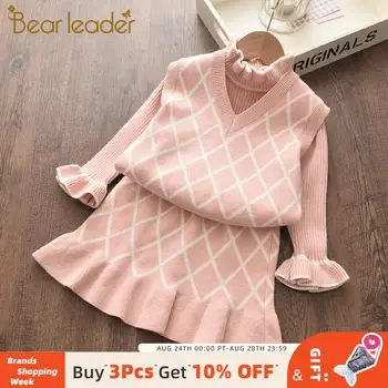 

Bear Leader New Autumn Winter Girls Sweater Dress Kids Cloths Children Children Sweater Suit for Girls Knitted Christmas Dress