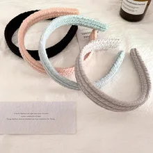 

Autumn and Winter Knitted Woolen Headbands for Women Retro Wild Wide-brimmed HairBand Female Hair Hoop Ladies Hair Accessories