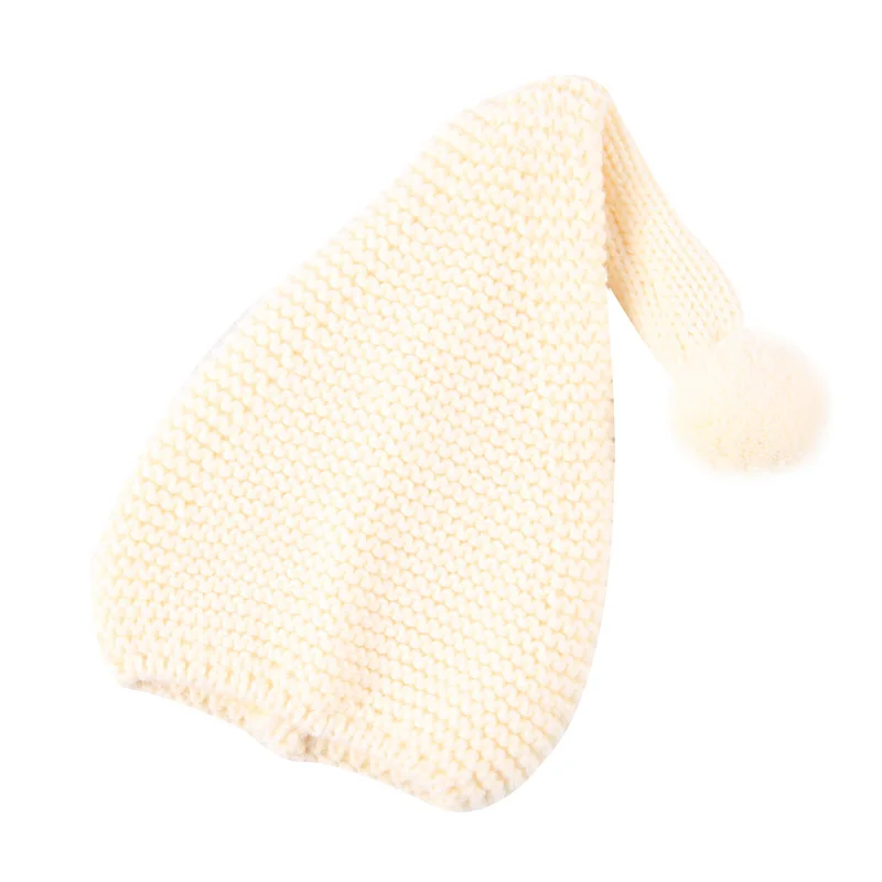 Beige baby hat Рождественская Детская шапка для девочек с помпоном; зимняя шапка для маленьких мальчиков; реквизит для фотосессии; карамельный цвет; Младенческая шапочка; Детские аксессуары - Цвет: Beige baby hat