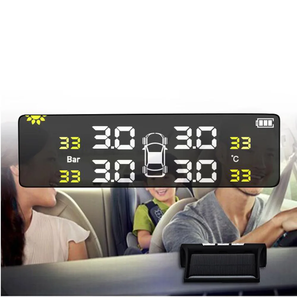 Solar Power USB TPMS Car Tire Pressure Monitoring System LCD 4 External / Internal Sensors SUV Sedan Temperature Warning car tire pressure monitor car tire pressure sensor