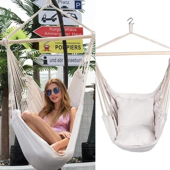 

Outdoor hammock, student dormitory hammock, portable hammock chair sling chair swing chair seat hammock with 2 pillows
