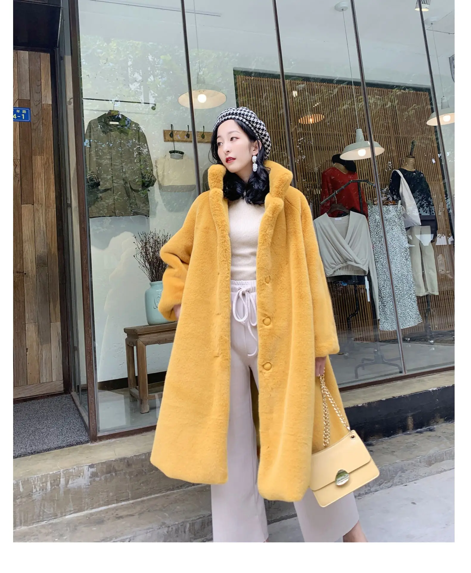 Winter Faux Fur Coat Women Korean Stand Collar Loose Oversized Warm Fur Jacket Female Fashion Big Hem Long Fur Coat Women