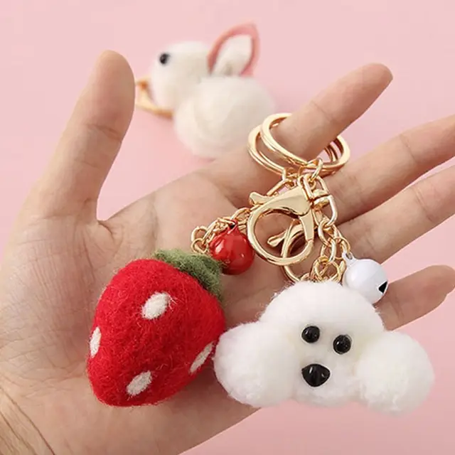 Niedlichen Cartoon Plüsch Rosa Keychain Spielzeug Teddy Auto Anhänger Wolle  Filz Schmuck Schlüssel Kette Kaninchen Kleine Anhänger Kreative Geschenke -  AliExpress