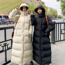 2021 Women's Cotton New Loose Padded Parkas Jacket Thickened X-Long Over Knee Hoodie With Thick Winter Coat