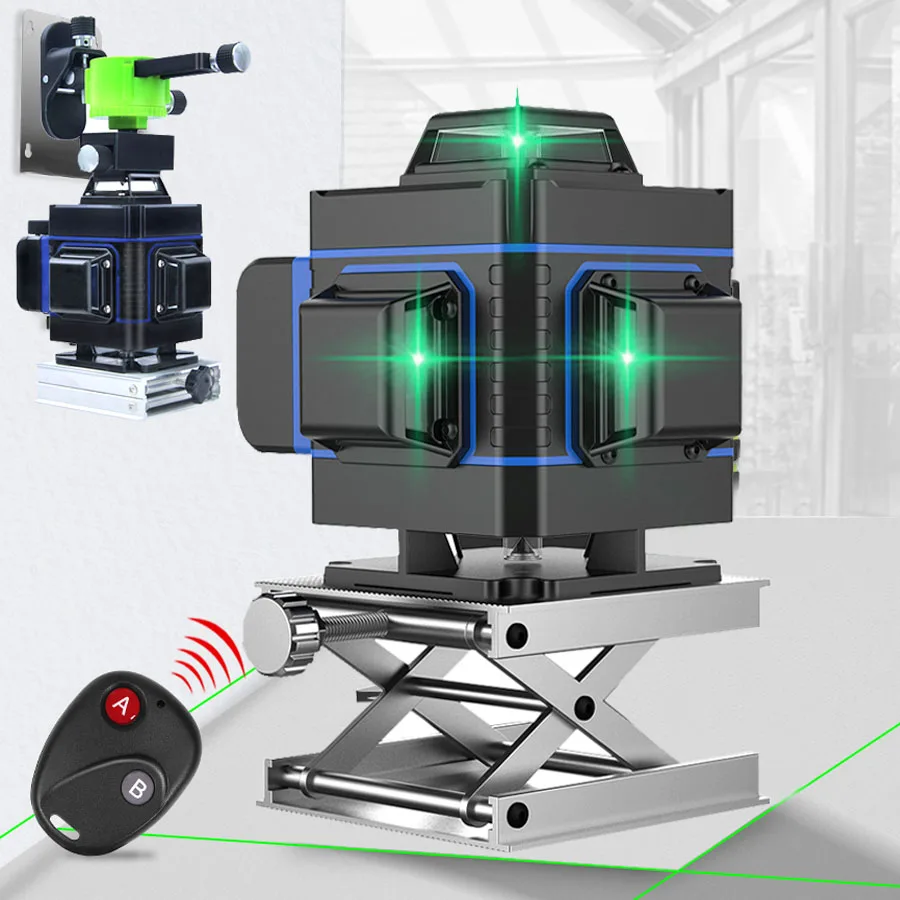 

Laser Level 16 Lines 3D Level Self-Leveling 360 Horizontal And Vertical Cross Super Powerful Green Laser Level