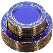 Juego de vajilla de decoración de fiesta de cumpleaños desechable Phnom Penh, conjunto transparente de diseño de 20 piezas, plato de plástico azul