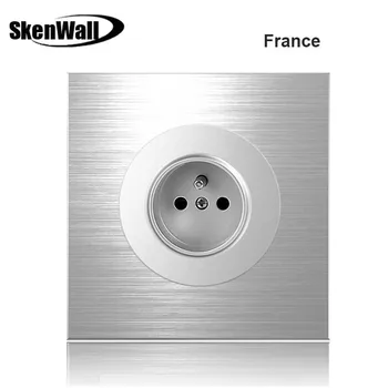 

French Standard Socket Household Silver Aluminum Alloy Panel Switch Socket 90V-250V