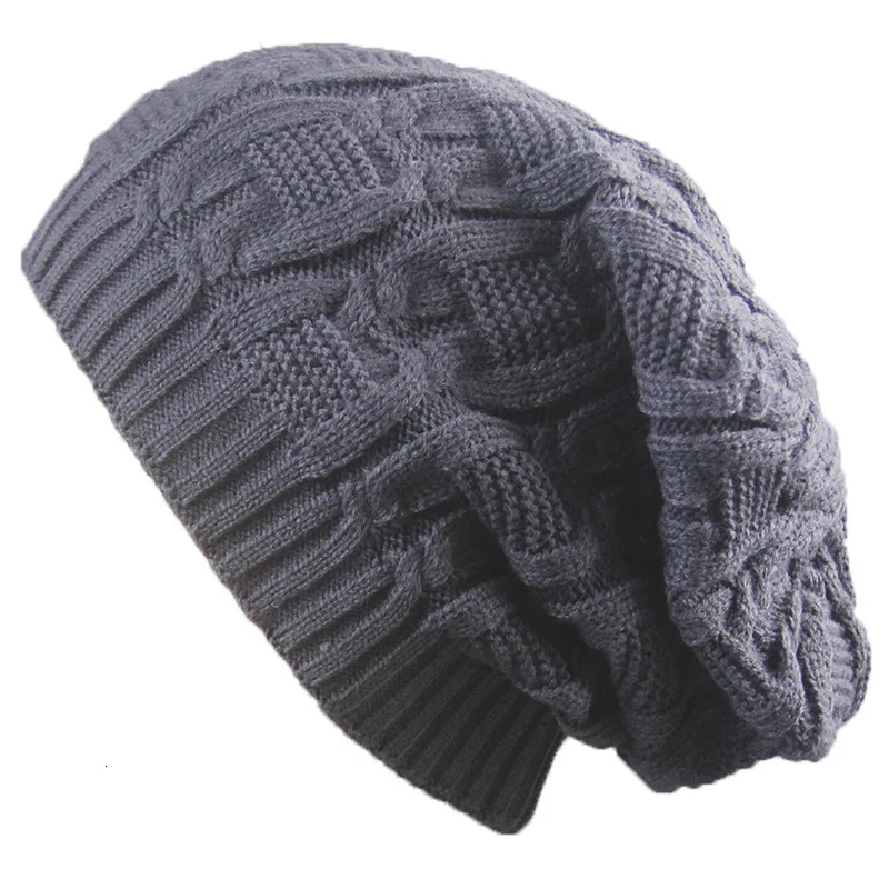 GKGJ зимние шапки для женщин slouky Beanie cap вязаные мягкие уютные Кабельные шапки зимние женские s шапки аксессуары - Цвет: dark grey
