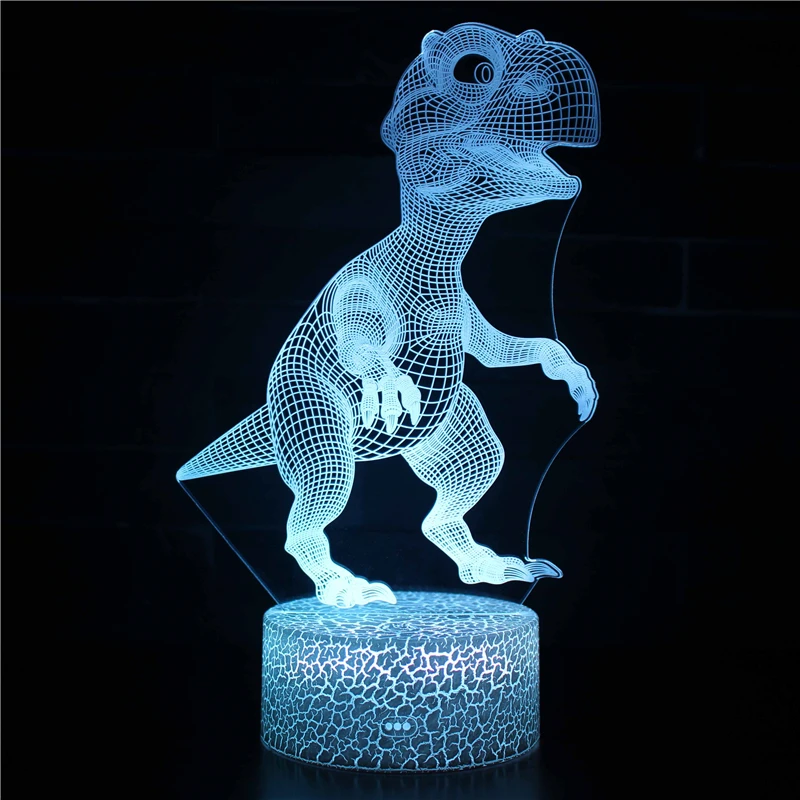 Lâmpada da Noite Candeeiro de Mesa Luzes da Noite Jurassic Dinossauro Cores Criativo Led Decoração Casa Luminária Crianças Dormir Lâmpada Natal 3d 16 2 cores candeeiro de mesa criativo led luzes
