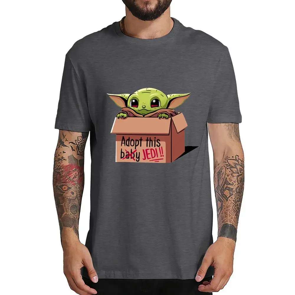Adopt This Jedi Baby Yoda забавная футболка Мандалорская Мужская короткая футболка Рождество - Цвет: Темно-серый