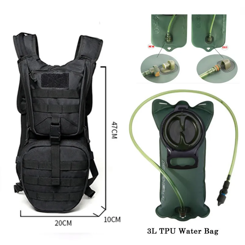 Black 3л Открытый Рюкзак Molle военный тактический гидратор сумка рюкзак Велоспорт сумка для воды кемпинг походная сумка с внутренней сумкой для воды - Цвет: Black