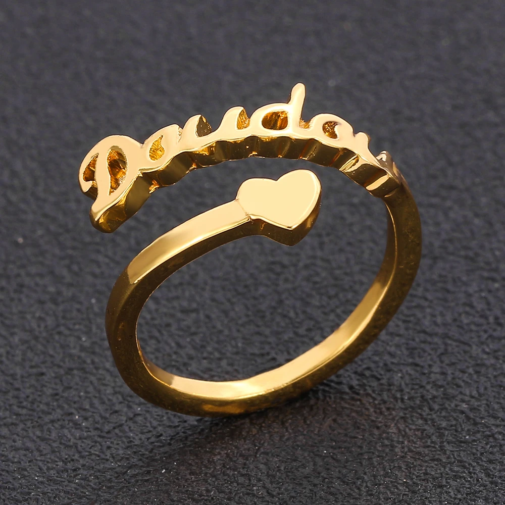 Custom Name Ring,2 Simulated Heart-Shaped Birthstones Engraving with 2 Name  Engagement Ring,Jewelry for Bride(GOLD) | Amazon.com