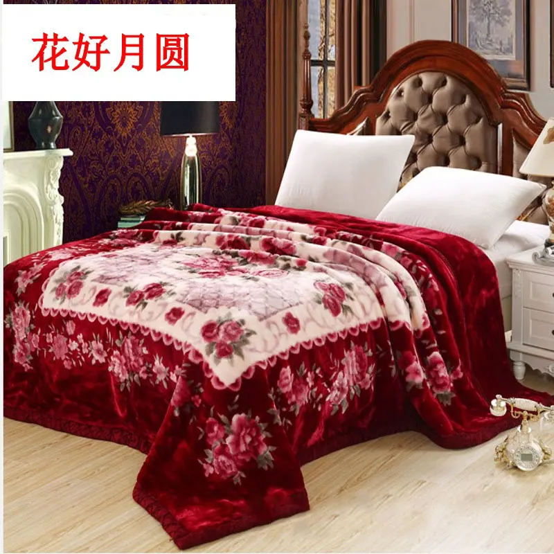 Плотное Двухслойное зимнее рашелевое одеяло одно двойное свадебное красное бархатное одеяло - Цвет: more colores