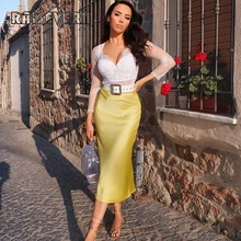 Винтажные женские элегантные юбки, атласная шелковая юбка миди с высокой талией, однотонная уличная одежда, повседневная одежда для отдыха, отдыха, пляжная юбка