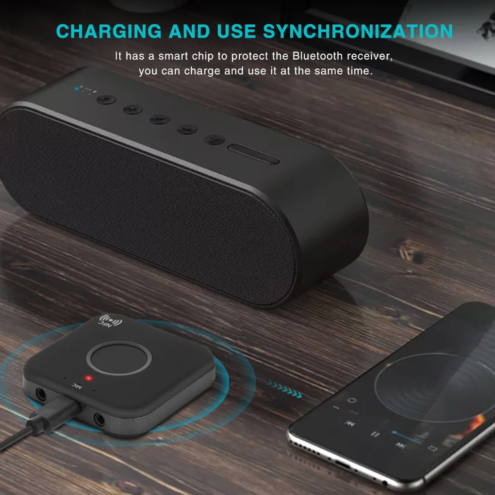 Bluetooth 4 2 Receiver APTX NFC HIFI 3 5mm AUX Adapter for Car Headphone Speaker Stereo Wireless Audio Receiver With Mic