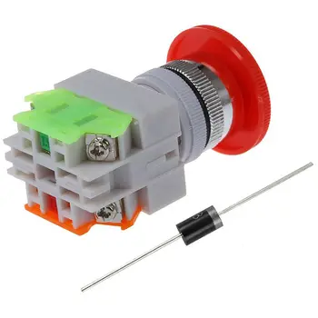 

1x 600V 10A Off Switch Emergency Switch Push Button & 20 x1000V Rectifier Diode 1N5408 IN5408 DO201AD 3A Black