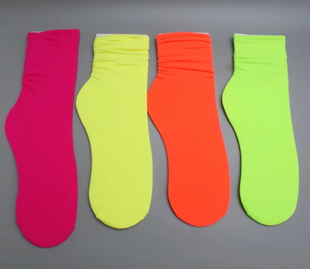 Носки женские неоновые тонкие длинные 4 пары|Чулки| |