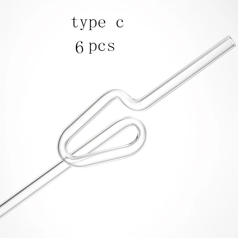 6 шт. ручной работы многоразовая трубочка для стаканов ручной работы Экологичная Бытовая стеклянная согнутая трубочка Tubularis Питьевая солома - Цвет: type c